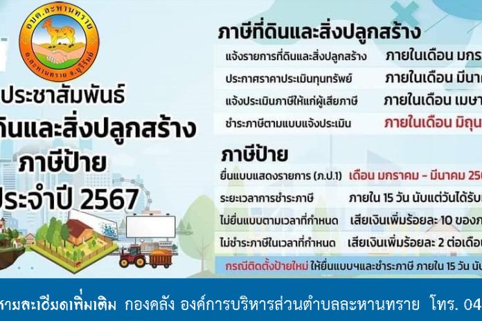 ประชาสัมพันธ์ภาษีที่ดินและสิ่งปลูกสร้าง ภาษีป้าย ปี 2567